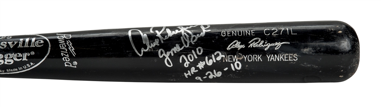 2010 Alex Rodriguez Game Used, Signed and Inscribed  Home Run #612 LS Bat (PSA/DNA GU 10)